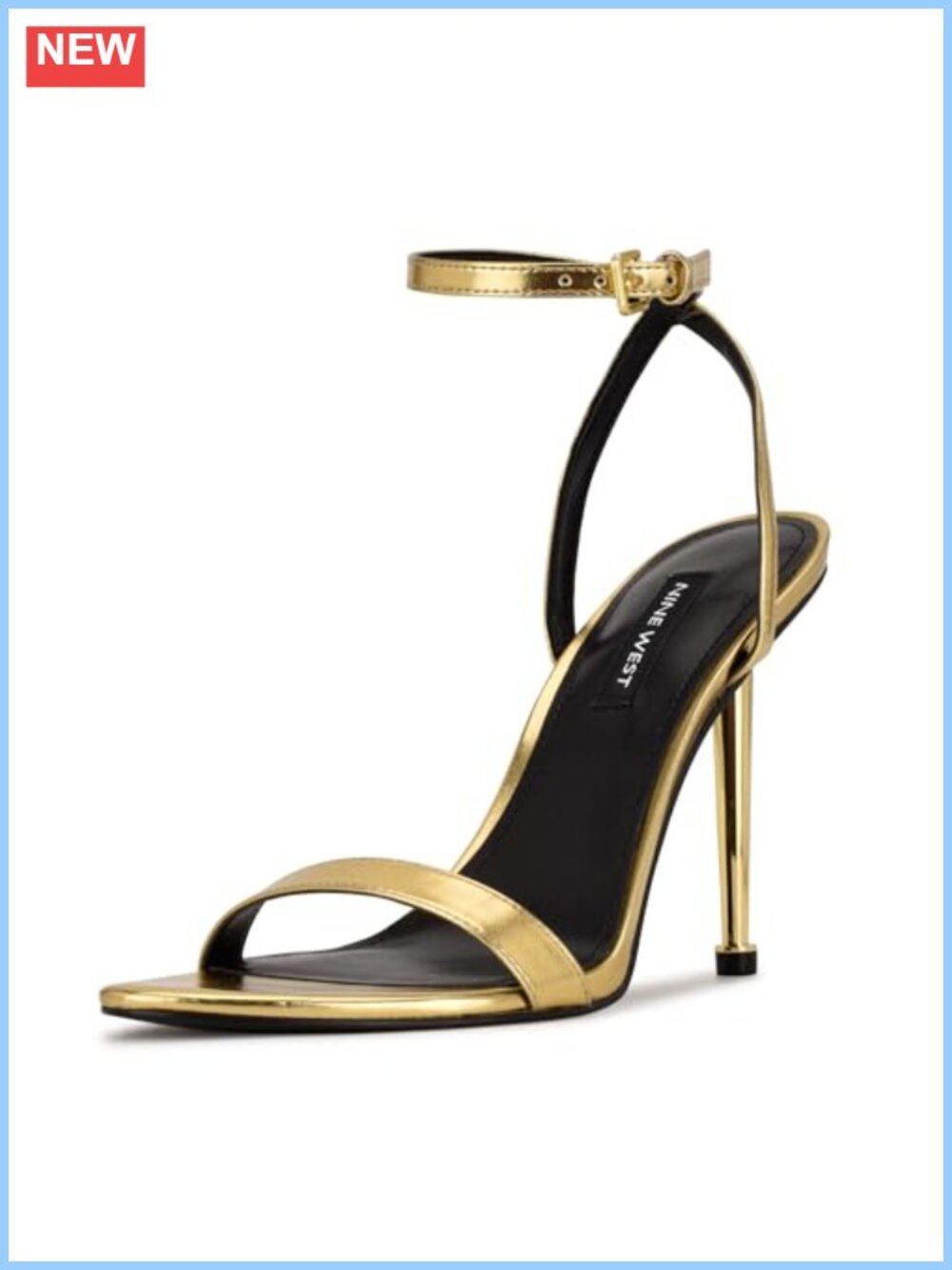 Nine West Womens Reina Heeled Sandals Stiletto Evening Formal Ankle Strap Faux
